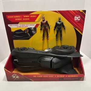 DC Batmobile with Batman and The Flash young Barry Figures